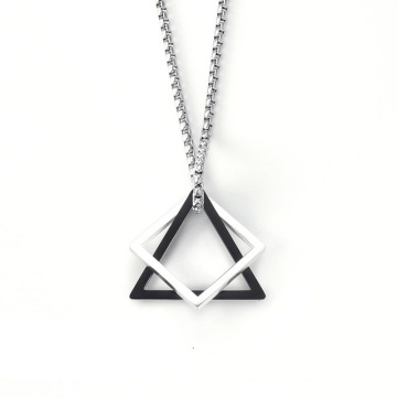 Popular Interlocking Square Triangle Male Pendant Necklace Stainless Steel Modern Trendy Geometric Stacking  Necklace  For Men